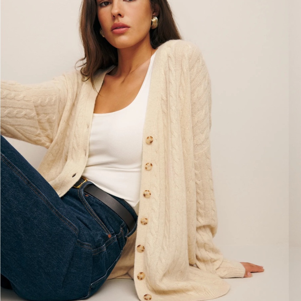 Reformation Giusta oversized cashmere cardi | NWT | Womens Cable Knit Cardigan